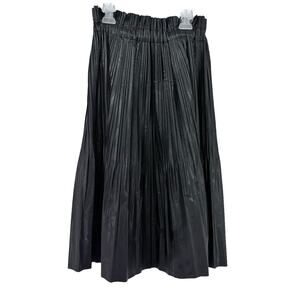 DKNY girls black plisse pleated cinched waist midi skirt NWT size 14